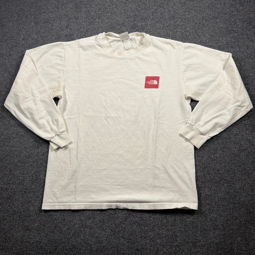 Vintage The North Face Long Sleeve T-Shirt Mens Medium White Graphic Mountain